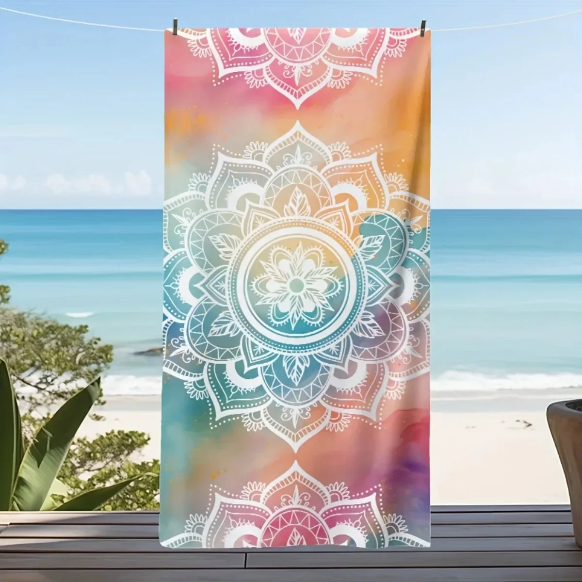 Mandala Pattern Microfiber Beach Towel - Soft, Absorbent, Quick-drying - Perfect for Swimming, Camping and Bathing
