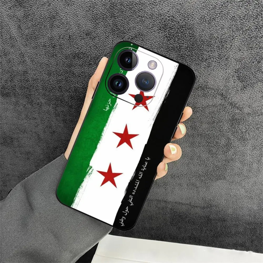 S_syria F_flag Phone Case For iPhone 15 Pro Max 14 13 12 11 X XR XS XSMAX 8 7 Plus Mini Soft Black Cover