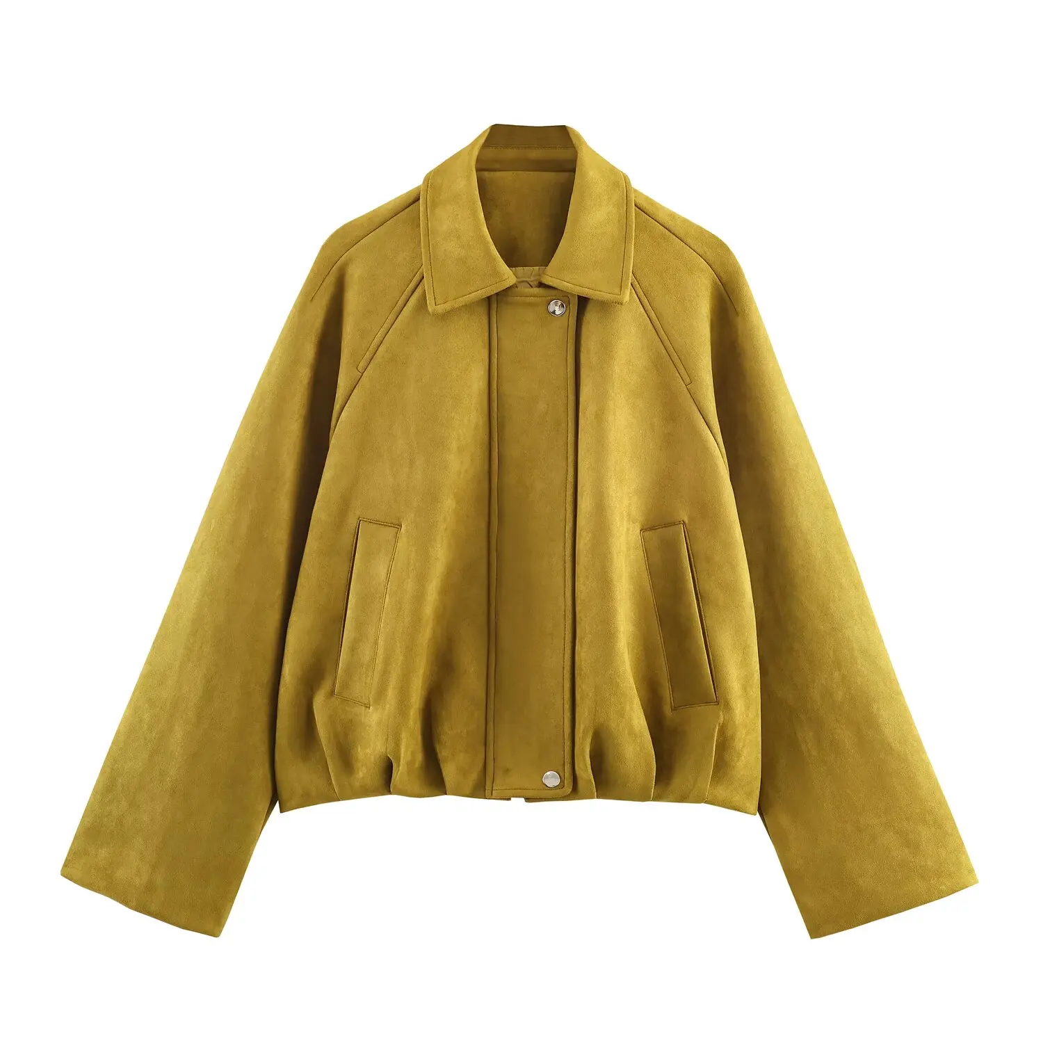 

2025 new women's clothing European and American style fashion high-end lapel versatile suede effect jacket