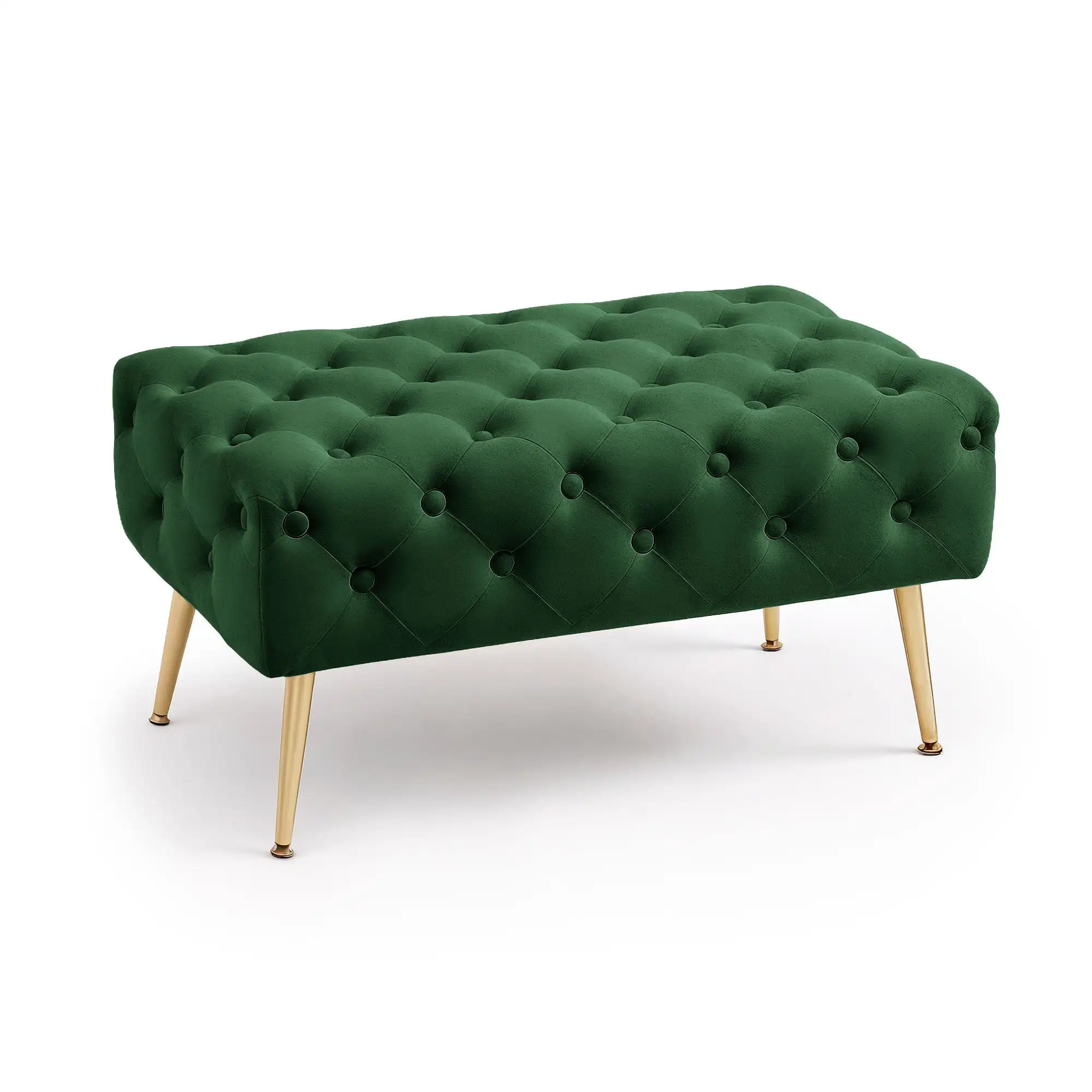 Banc rembourré en velours matelassé 80 cm MADRID Vert Bouteille