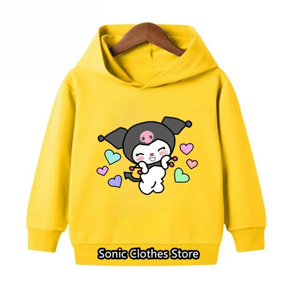 Kawaii 90s Sweatshirt Kid Hoodie Kuromi Japanese Anime Children Kuromi Sweatshirt Kids Clothes Tops Boys Girls Tee Baby Hoodies