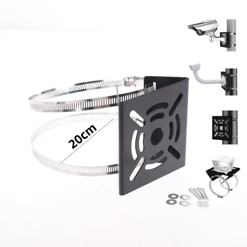 1 Set Universal Joint Pole Column Holding Monitoring Bracket Camcorder Back Stand Iron Hoop Plate Street Light Pole Mount Holder
