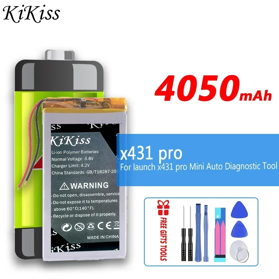 KiKiss X 431 Pro 4050mAh Battery For Launch X431 Pro Mini Auto Diagnostic Tool Batteries + Free Tools