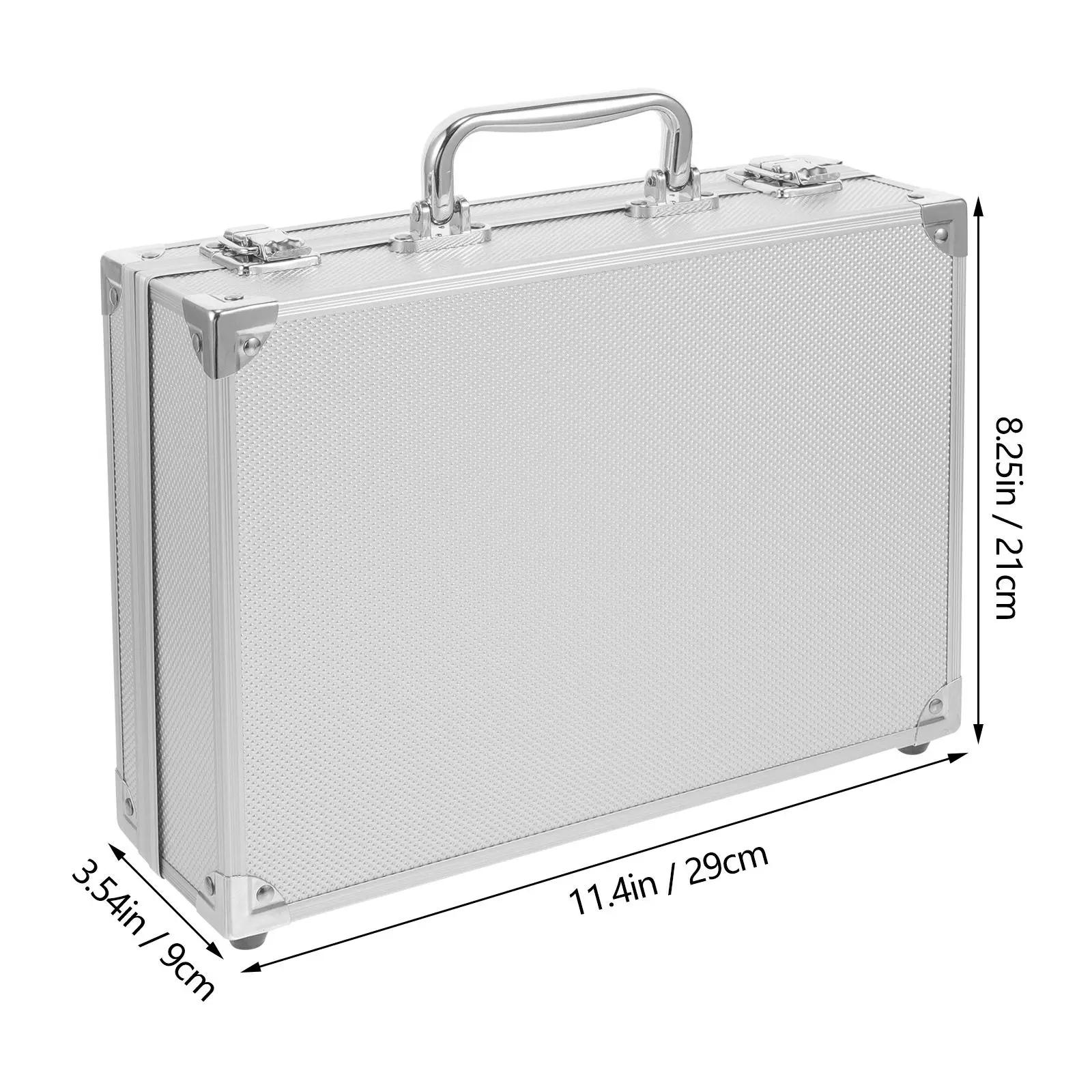 Portable Aluminum Alloy Tool Box Hard Briefcase for Document Instrument Storage Case Metal Container with Sponge Lining