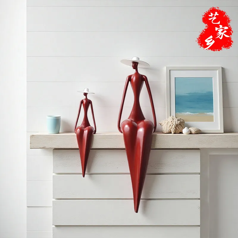 Abstract, minimalist, high-end niche art, humanoid sitting resin fiberglass sculpture, light luxury decorative ornament
