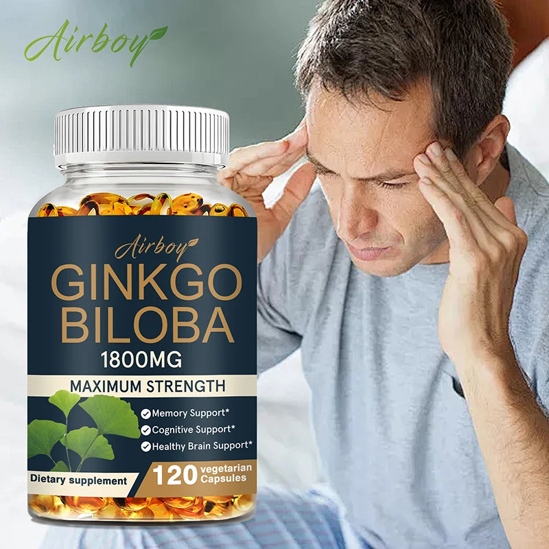 Ginkgo Biloba Capsules - Supports Brain Health, Cognitive Function, Improved Focus, Memory Clarity and Enhanced Energy