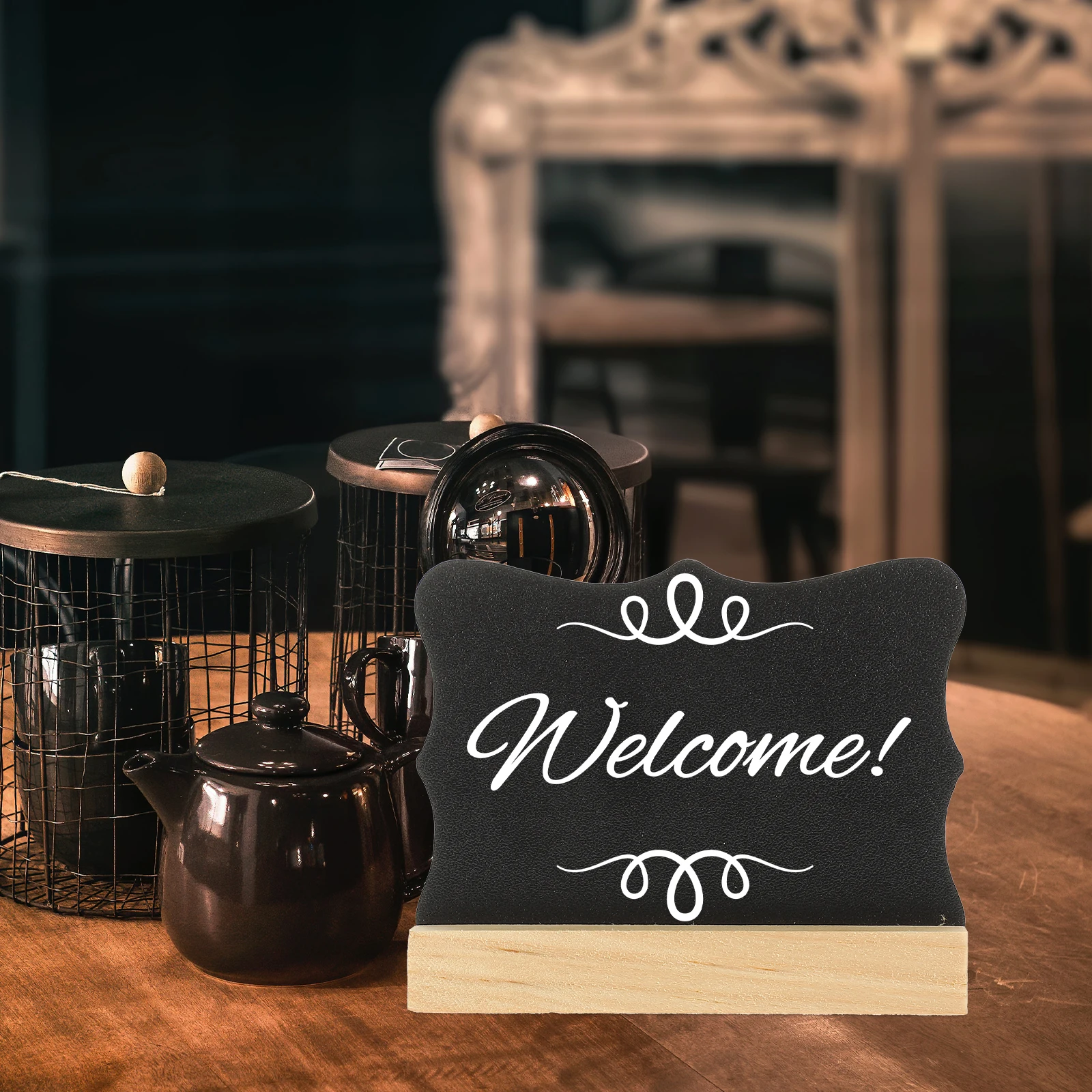 5pcs Double Sided Mini Whiteboard Small Rectangle Wood Craft Signs Home Office Party Table Accessories