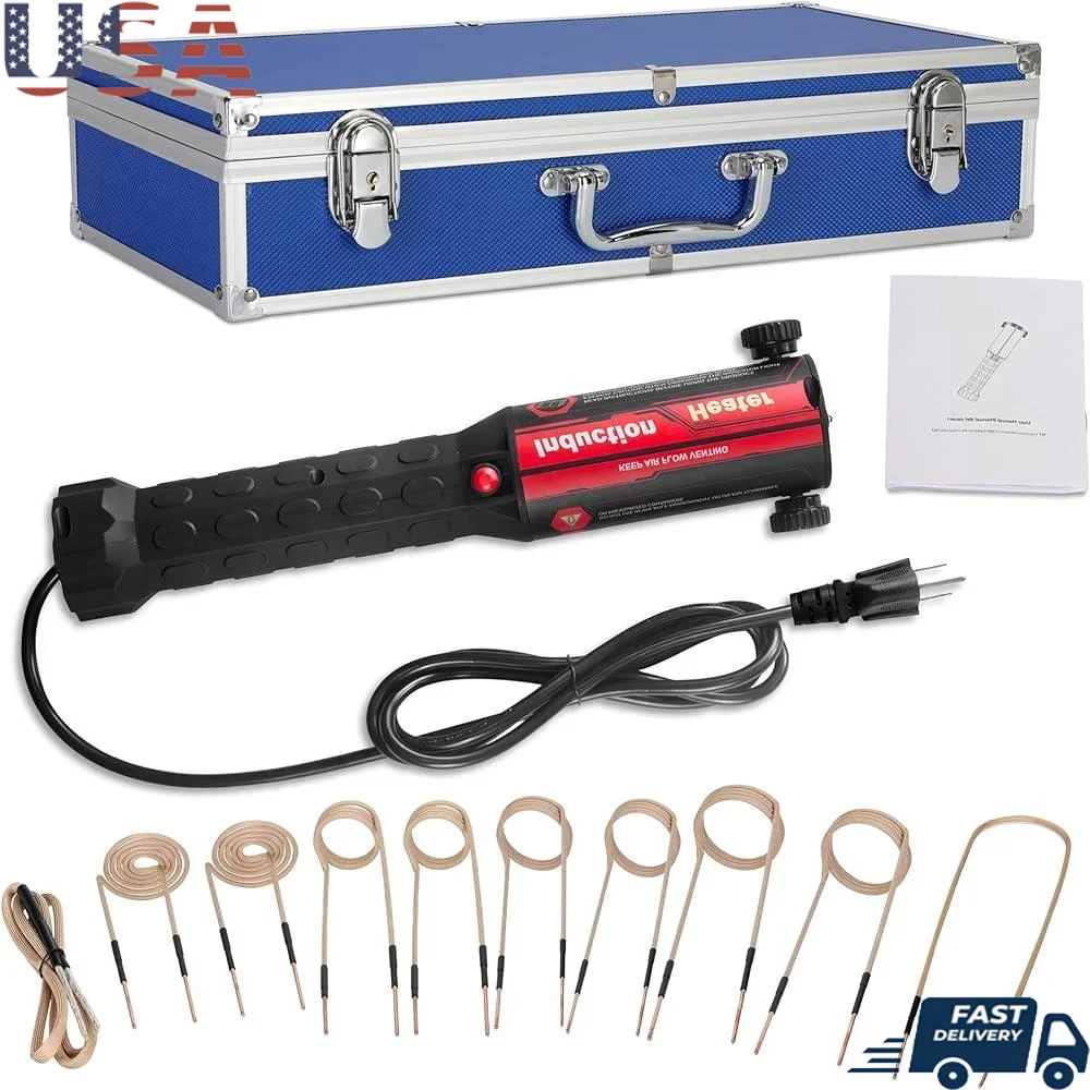 

1100W Induction Heater Bolt Removal Tool 110V Magnetic Heating Tool with 10 Coils Cooling Fan Overheat Protection Rusty Screw