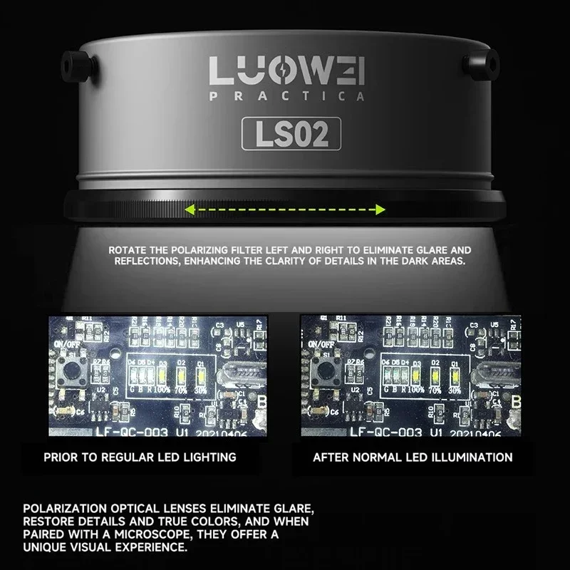 

Luowei LW-LS02 64 61mm LED Microscope Polarized Ring Light, Anti-Glare Illumination Source for Stereo Microscope Ring Lamp