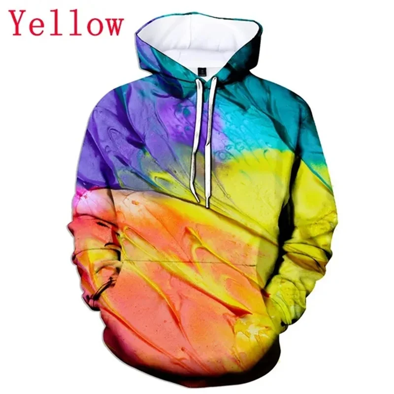 Color Painting Pattern Hoodies For Men Women Colorful Pigments 3D Print Sweatshirt Casual Hooded Pullovers Long Sleeve Loose Top