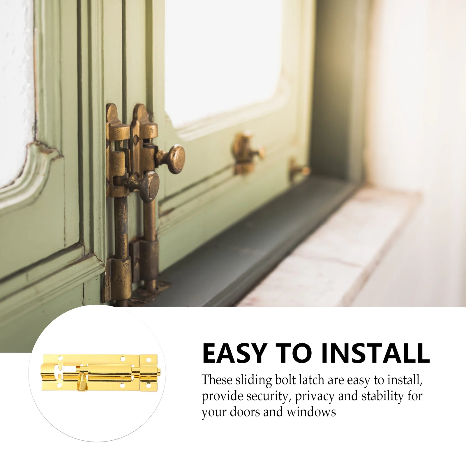 

2Pcs Heavy Duty Door Latch Stainless Steel Sliding Lock for Left Right Doors Horizontal Vertical Installation Security Latch