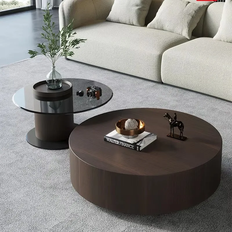 Modern Minimalist Home Furniture Walnut Wood Frame with Removable Tempered Glass Top Coffee Table in Stylish Design