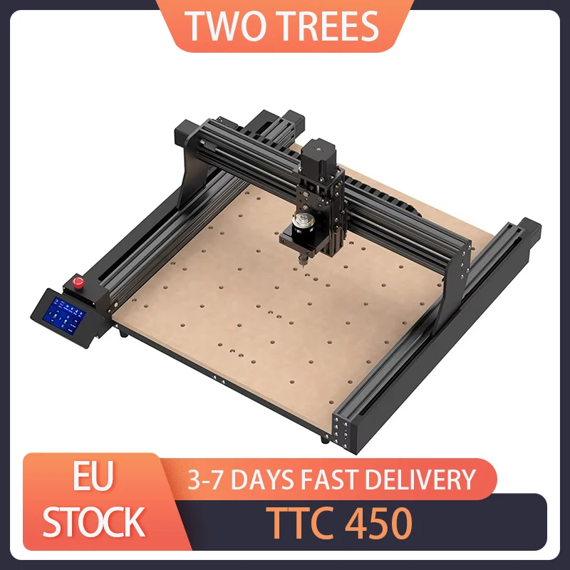 TWO TREES TTC 450 CNC Router Machine, 80W Spindle Motor, 3-Axis Control, 0.1mm Dimensional Accuracy, 460*460*80mm