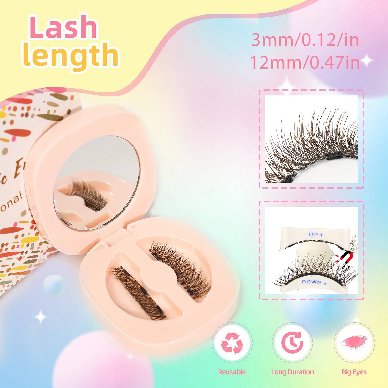 1ペア、再利用可能な磁気まつげセット、まつげカーラーとミラー - Eyelash Extension Glue For Sensitive Eyes のレビューと価格