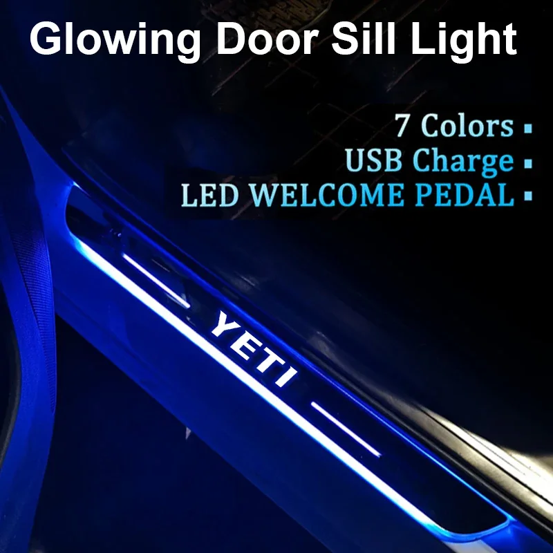 

Car Door Sill Threshold Lamp LED Welcome Plate Pedal Light Decoration Accessories for Skoda Yeti Logo