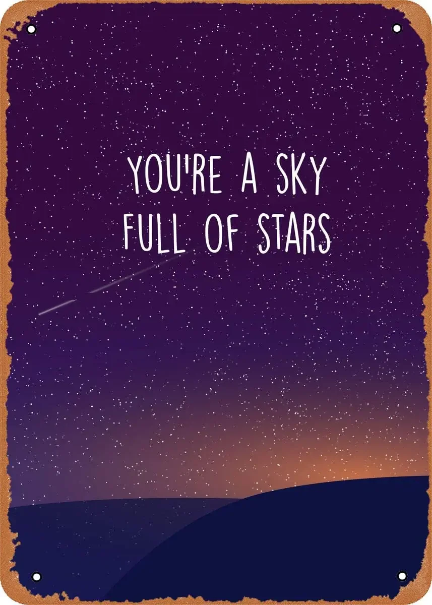 ملصق لوحة بطراز Coldplay ملئ بالنجمة ، قصدير معدني ، عتيق ، عتيق ، ديكور جداري ، حروف لافتة للفناء