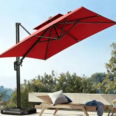 High Quality Modern Roma Aluminum Cantilever Parasol, Waterproof Commercial Offset Umbrella, Outdoor Sun Shade for Garden