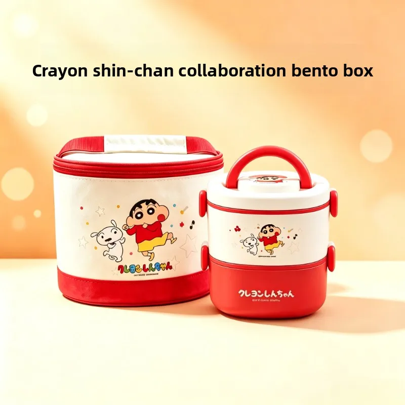 Crayon Shin-chan Cartoon Niedliche Isolierte Lunchbox Kawaii Tragbare Doppelschichtige Bento-Box Anime-Merchandise Großhandel