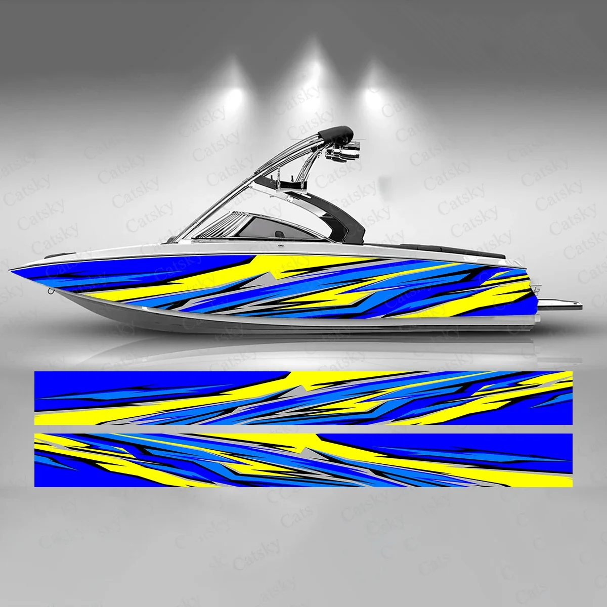 

Abstract Stripe Colorful Boat Sticker Fashion Custom Fish Boat-Sticker Vinyl Waterproof Boat Wrap Graphic Boat Wrap Decal