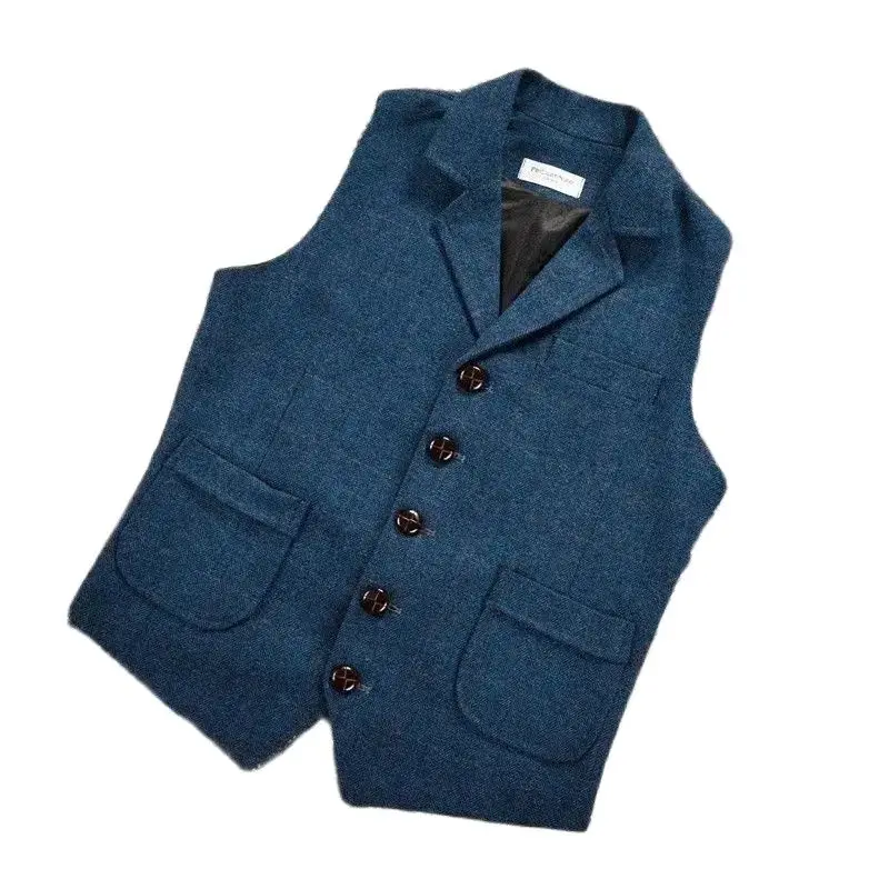 

Men's Vest Steampunk Formal Blue Suit Male Springs Plaid Herringbone Jacket Tweed Vintage Waistcoat Vests For Men Dress Wedding