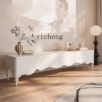 TQH Cream Wind TV Cabinet All Solid Wood Living Room Household Modern Simple TV Cabinet Retro Wind Floor Cabinet