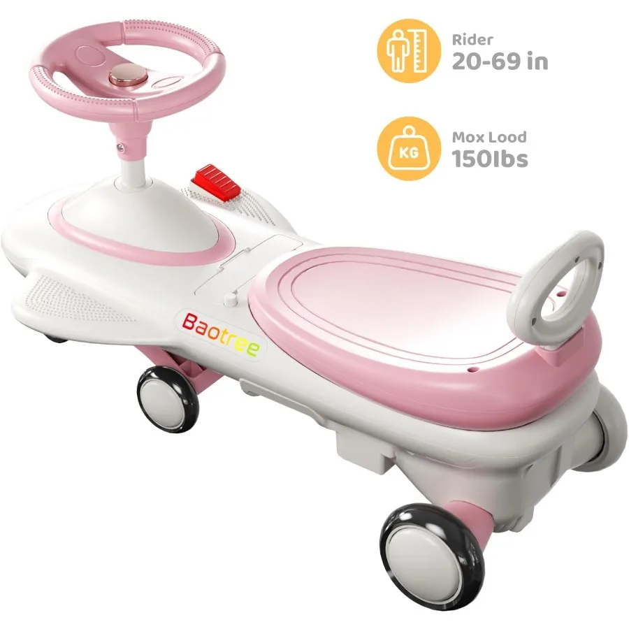 รถยนต์ไฟฟ้าสำหรับเด็ก 12V - รถโยกไฟฟ้าพร้อมแบตเตอรี่แบบชาร์จไฟได้ ไฟ LED และเสียงเพลง ป้องกันการพลิกคว่ำ สำหรับเด็กชายและเด็กหญิงทุกวัย