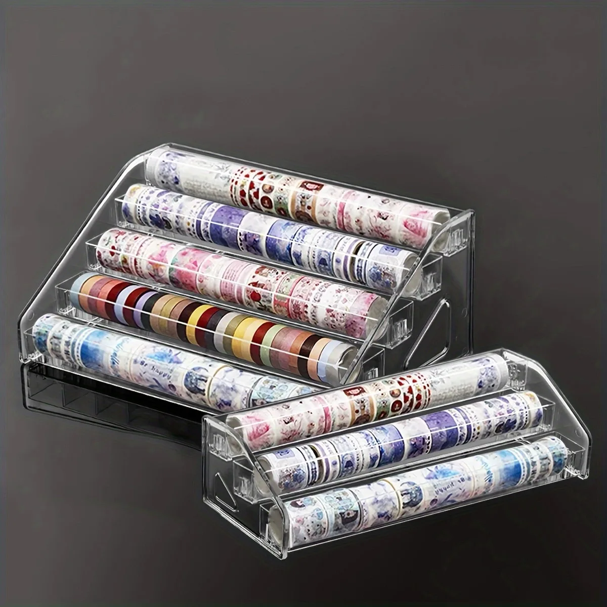Transparent Ladder Display Rack, Hand Account Tape and Sticker Storage Rack, Cosmetics, Perfume, Nail Polish Storage Box