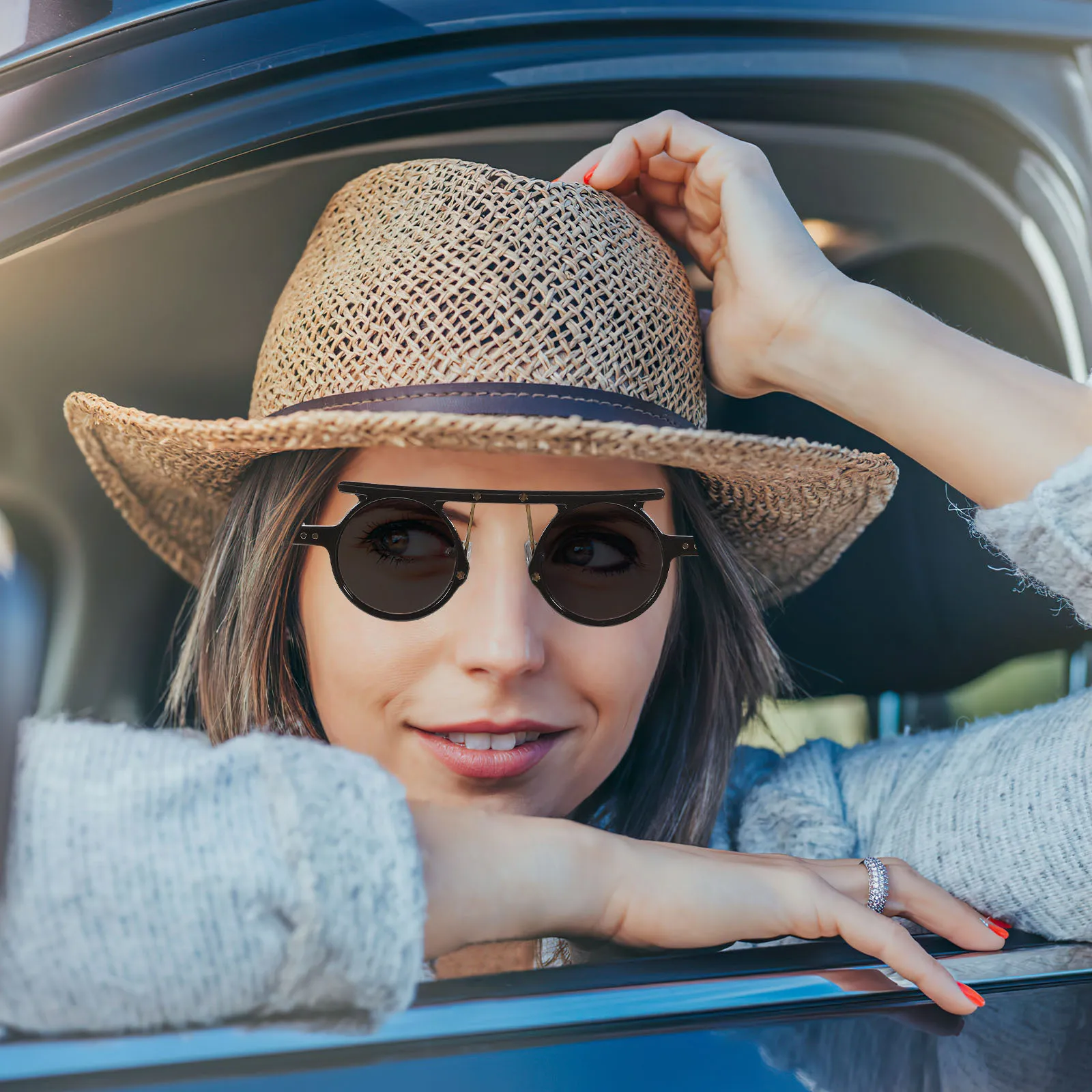 Kacamata Hitam Bulat Retro Kacamata Hitam Luar Ruangan untuk Pria Wanita Kacamata Hitam Fashion Kacamata Hitam