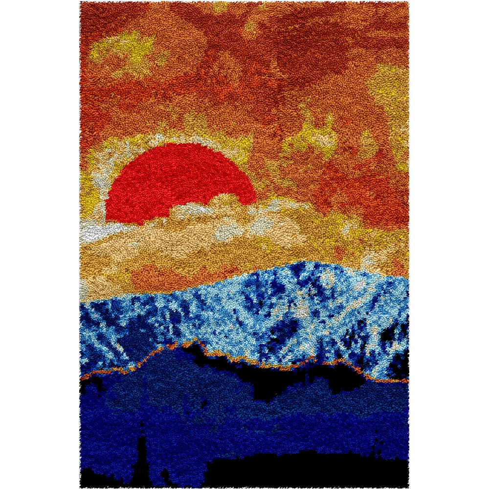 

Latch Hook Kits Rugwith Preprinted Canvas Pattern Sun scenery DIY Handmade Tapestry Embroidery kit for adult Home decoration