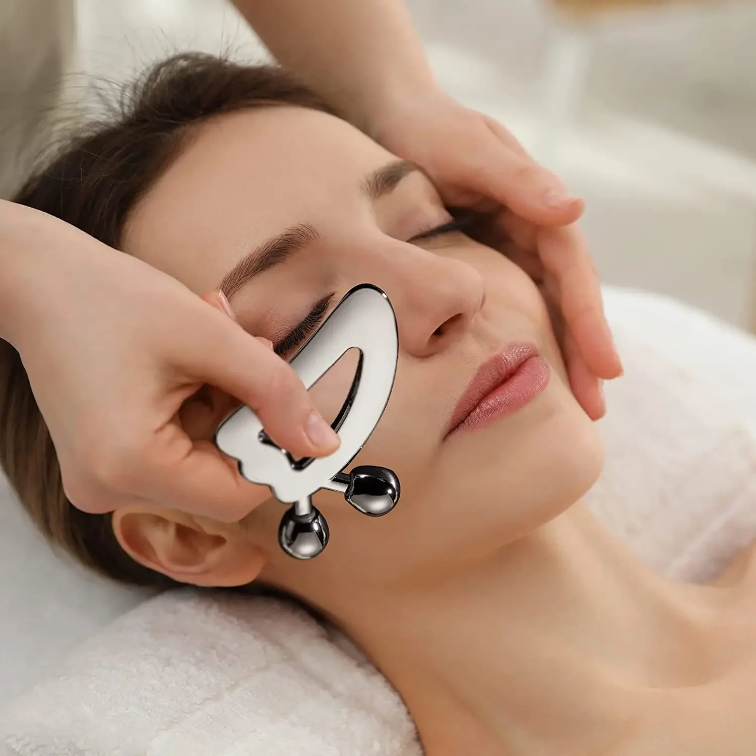 3D Facial Roller & Gua Sha Tool Stainless Steel Massage Roller For Face Eyes Chin Lift Tightening Skin Sculpting Beauty Tools view 4