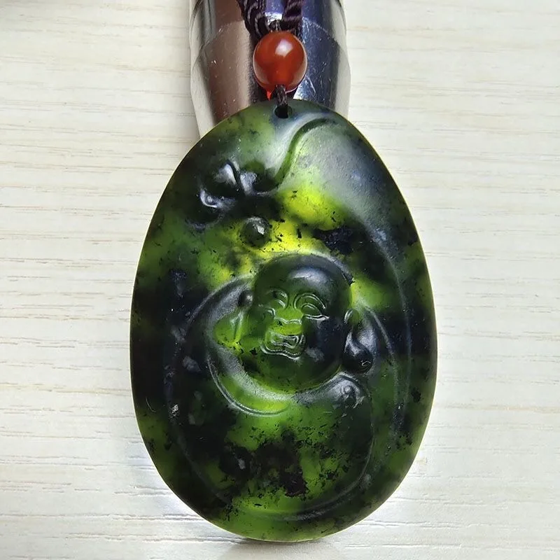 

Подвеска Будды Майтрейи из натурального темно-зеленого нефрита, ожерелье Будды Гун из камня Яоуан, новый кулон