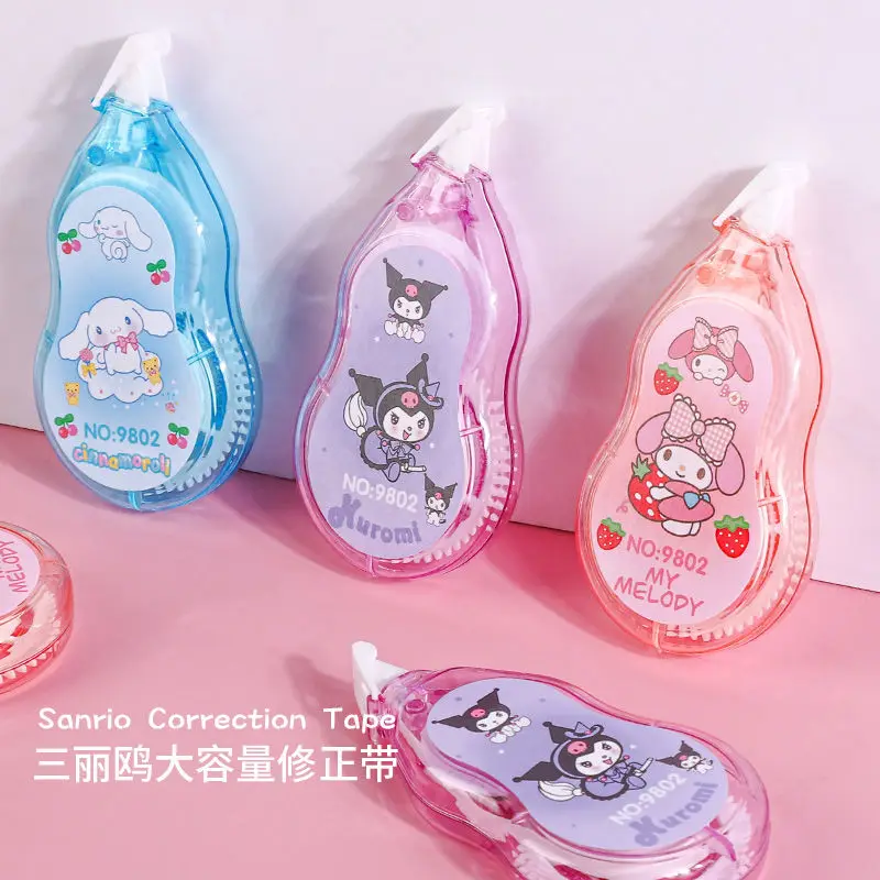 

New cute Sanrio cartoon Kuromi Melody cinnamon rolls correction tape cute pet anime graffiti tape student correction tape awards