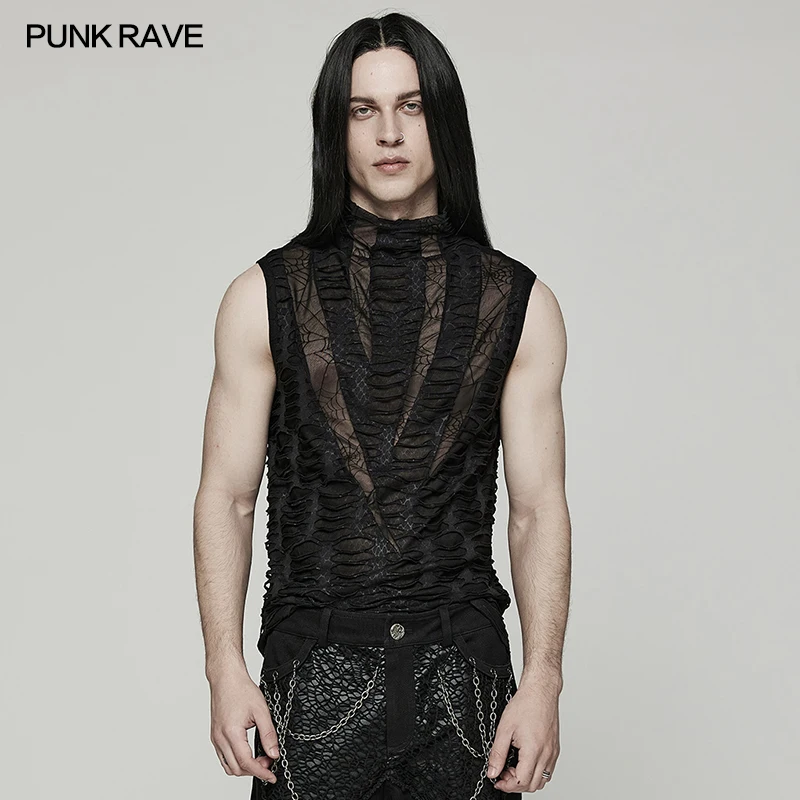 

Punk Rave Sexy Men's Goth sharp teeth vest Top WT777