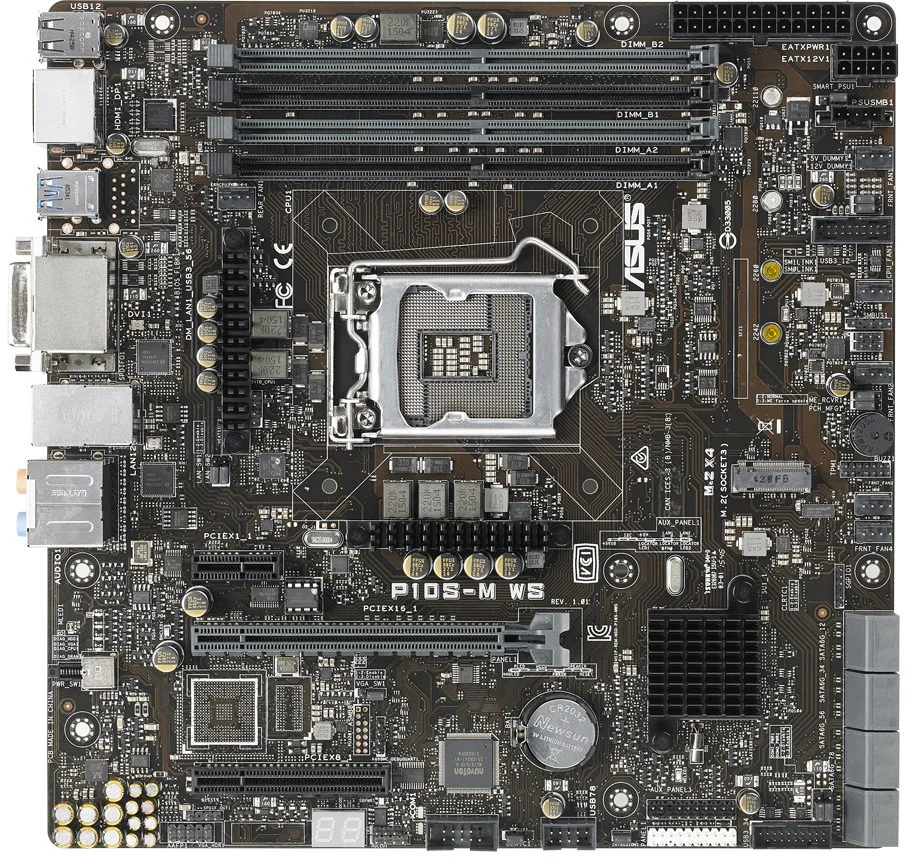    Placa-mãe ASUS P10S-M WS LGA1151 com chipset Intel C232, suporte para CPU E3-1200 v6 E3-1200 v5, DDR4 16GB, USB 3.1, U ATX, 2xM.2