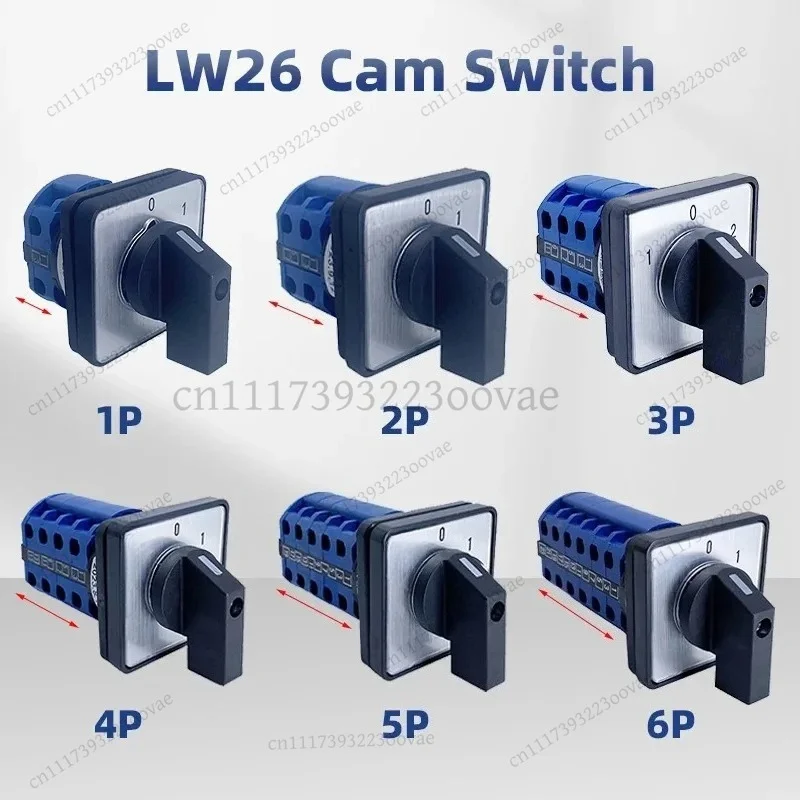 LF-LW26-20A Rotary Cam Switch 2/3 Position 1-6 Pole Changeover Selector Power Control Electrical Silver Contact
