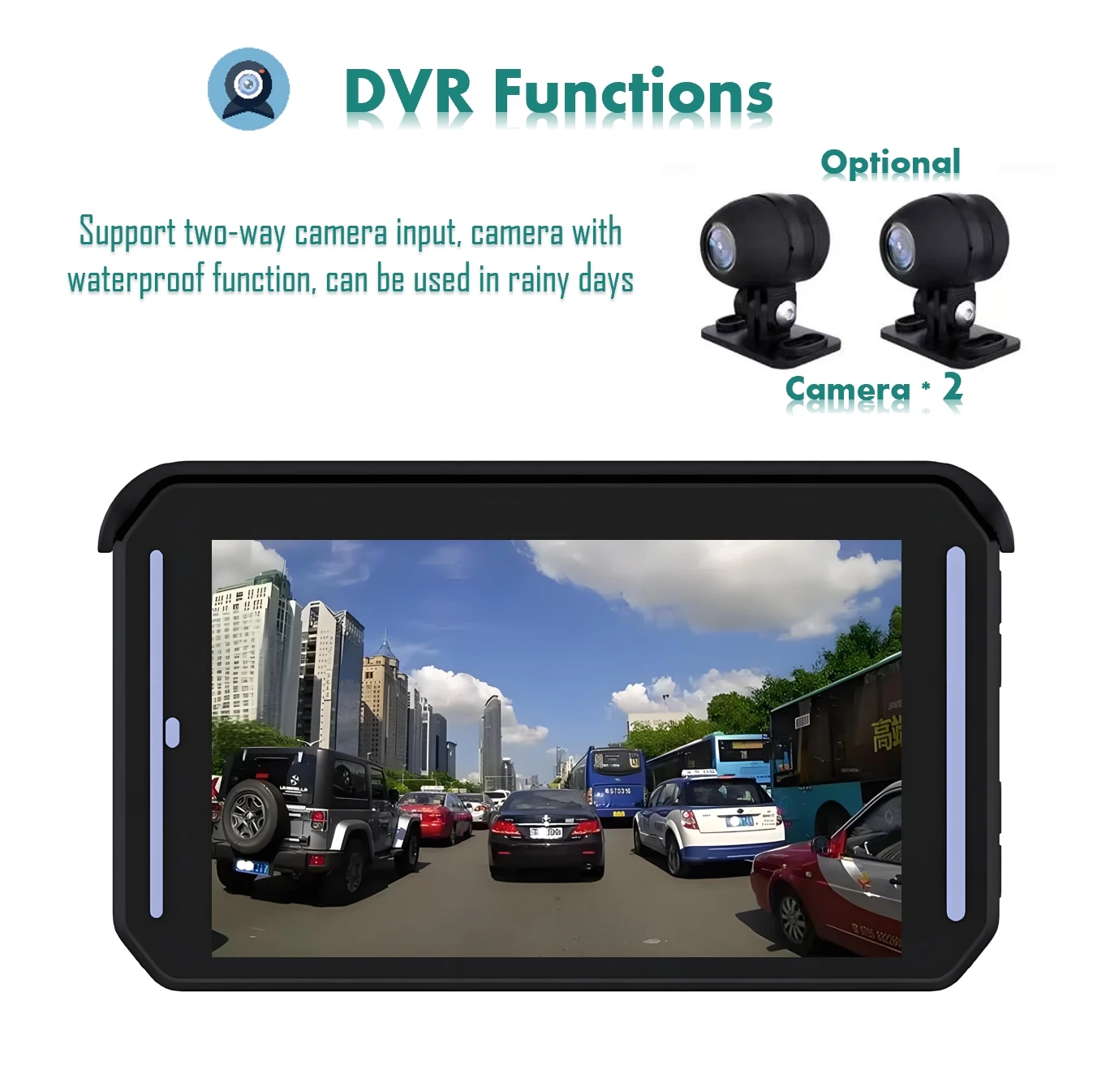 New OEM/ODM Motorcycle MP5 5-Inch Capacitive Touch Screen IPX7 Waterproof GPS Navigation System CarPlay DvR Function