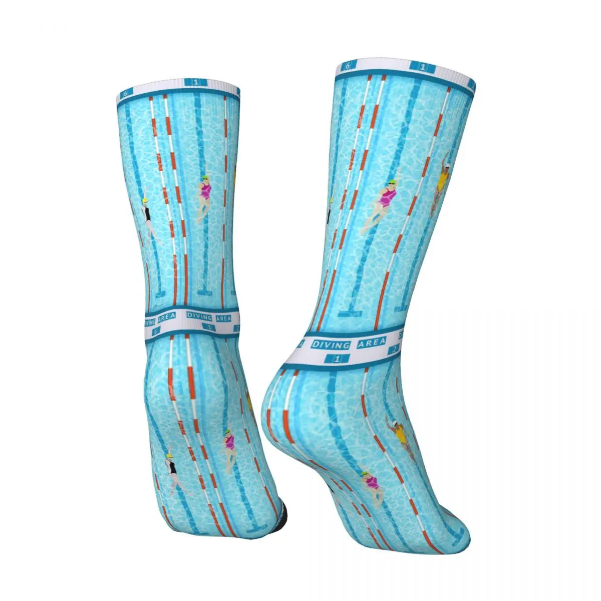 All Seasons Cartoon Swimming In The Swim Pool Socks Harajuku Sport Middle Tube Socks Fashion Stockings for Valentine's Day Gifts