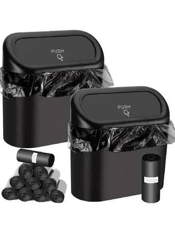 Car Trash Can (with Lid) Contains 60 (300) Garbage Bags, Small Car Trash Can, Leak-proof Mini Car Accessories
