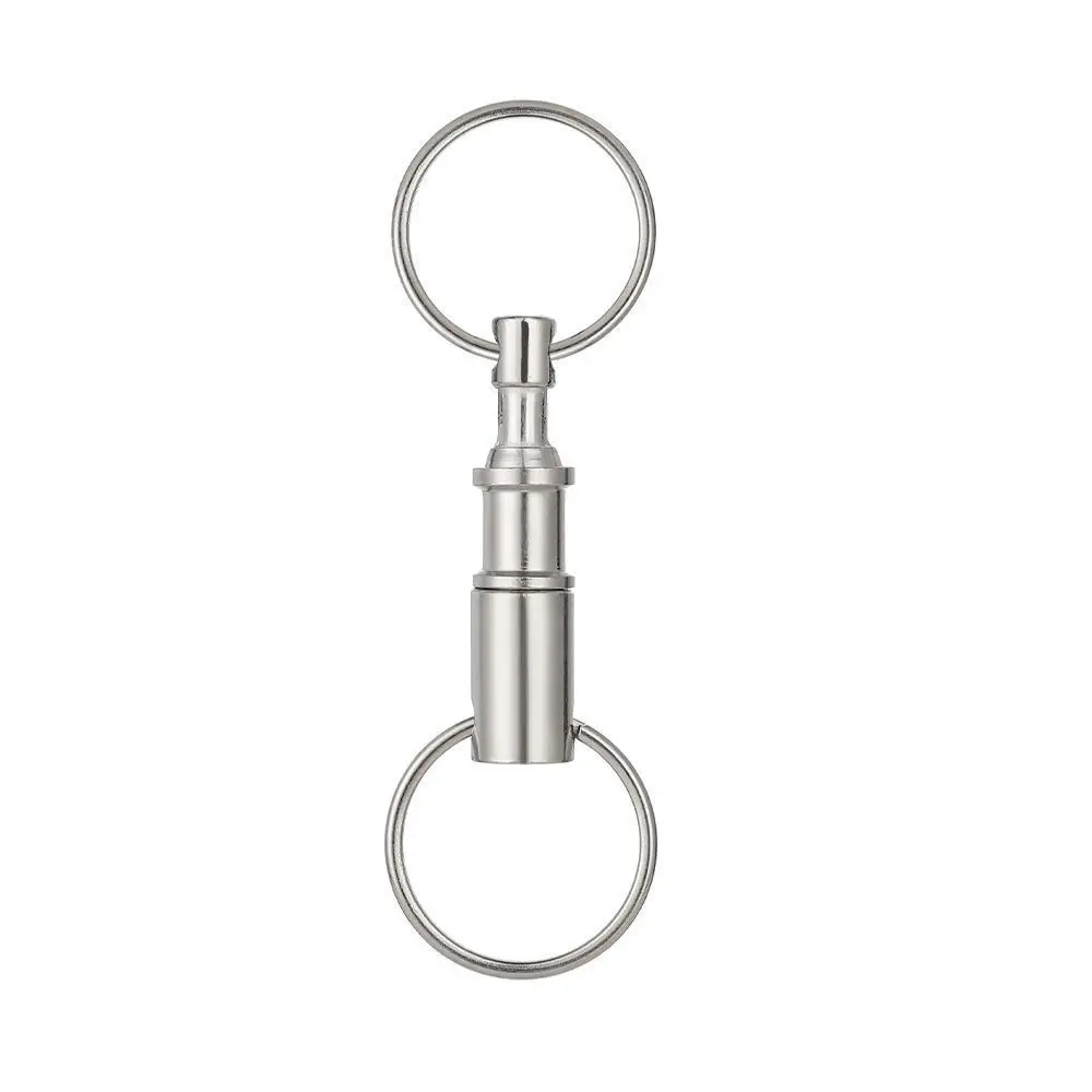Detachable Pull Apart Metal Keychain for Women Men Silver Color Double End Key Chains Quick Release Keyring