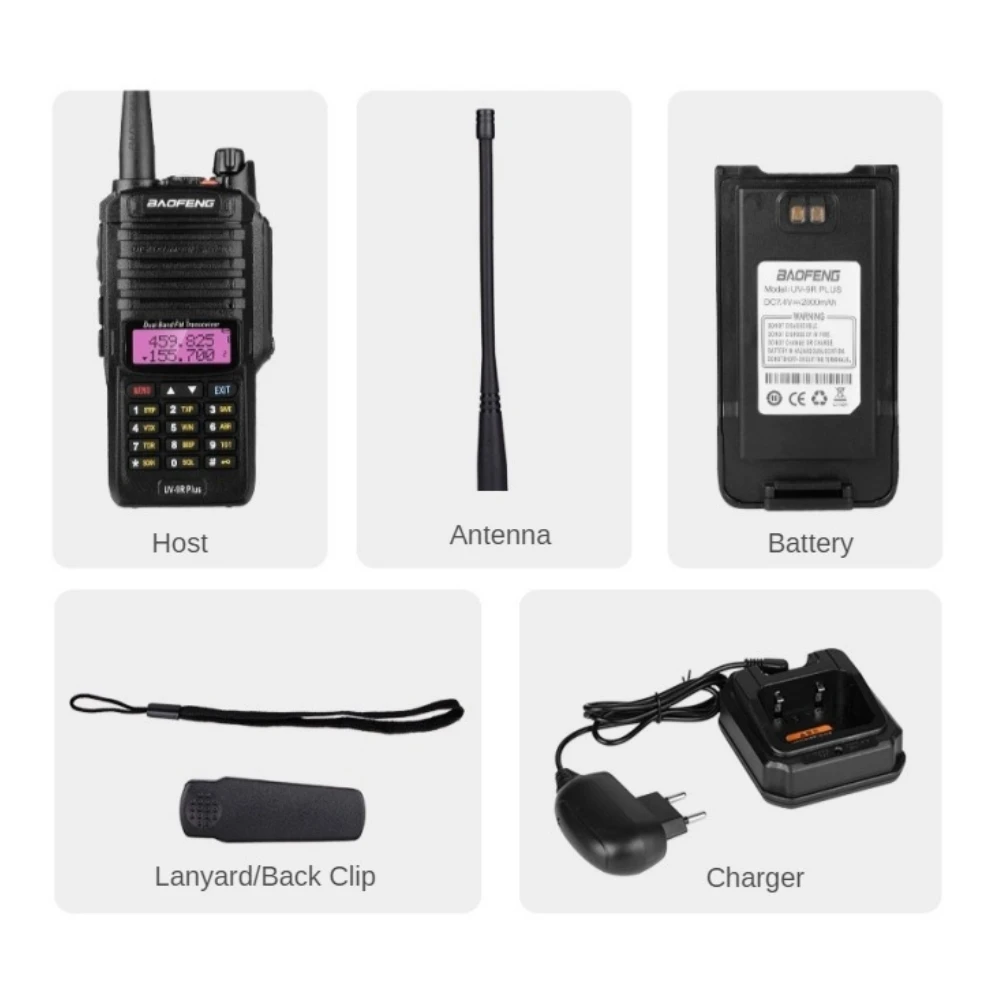 Baofeng High Quality Waterproof Walkie-talkie 8W High Power Remote Call Large Capacity Battery Dual-segment Handheld Intercom
