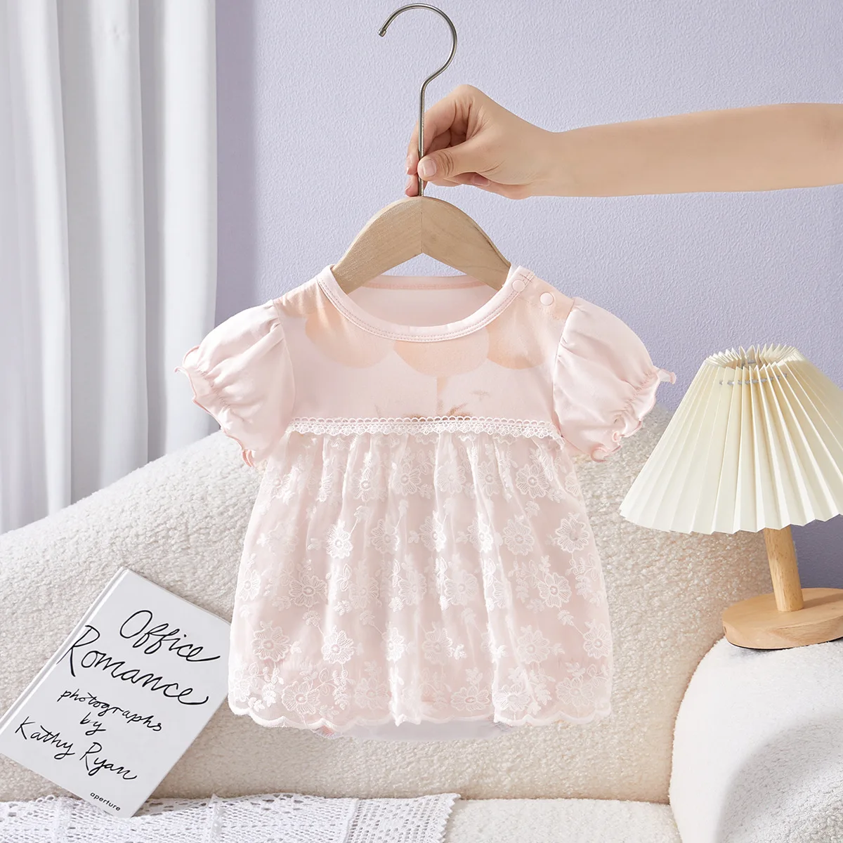 

Cute Baby Girl Dress Romper 0-2Years Newborn Princess Short Sleeve O-Neck Lace Skirted Bodysuit Outfits Birthday Party Clothes