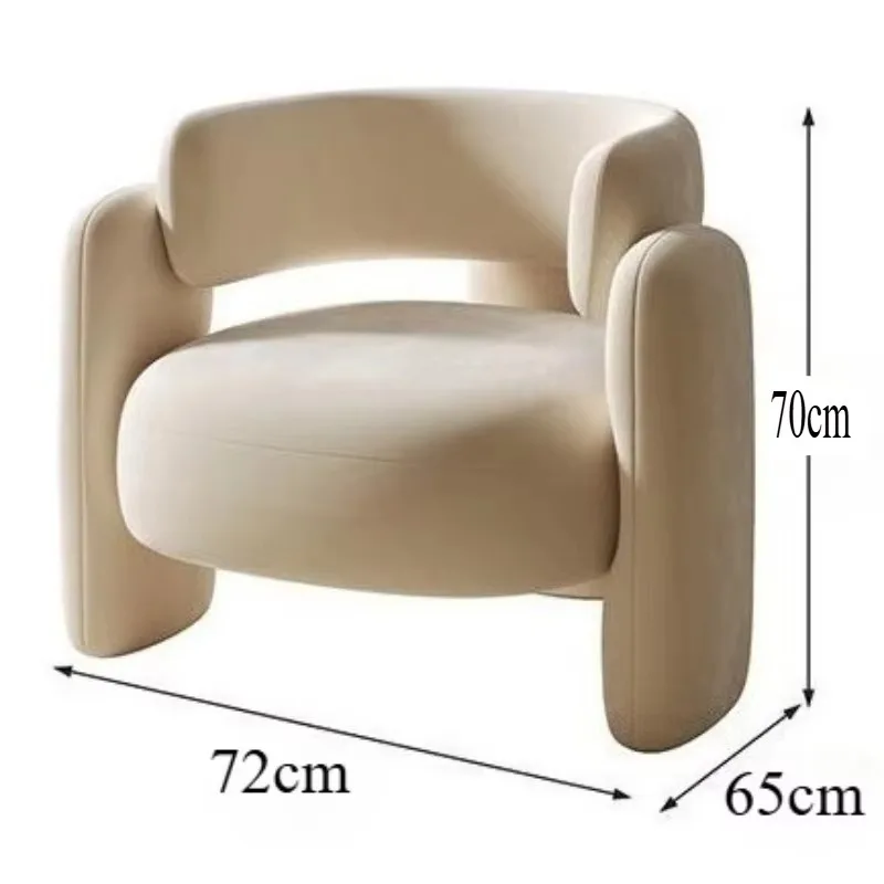Nordic Single Sofa Chair 72×65×70cm Frosted Velvet Upholstery Solid Wood Frame High-Density Sponge Modern Leisure Armchair for