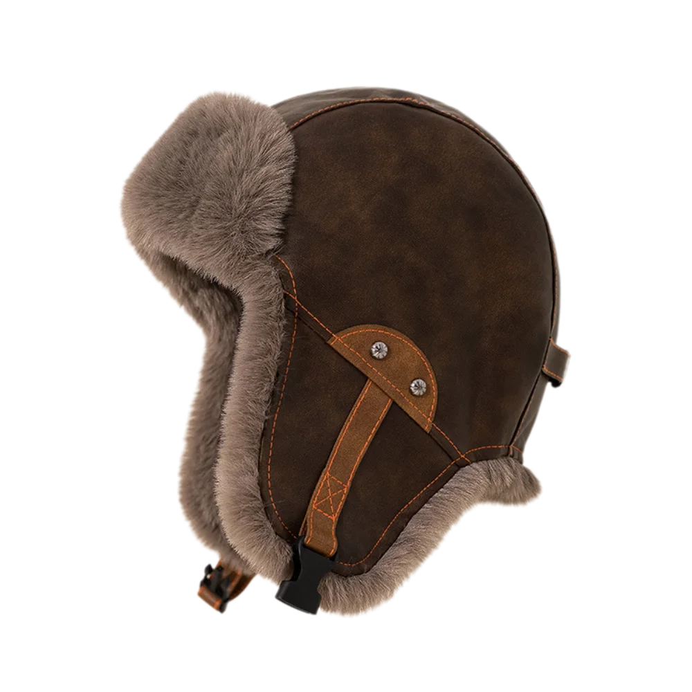Adjustable Men Women Lei Feng Hat Fleece-Lined with Ear Flaps Thick Windproof Ski Hat Breathable Fashion Motorcycle Hat