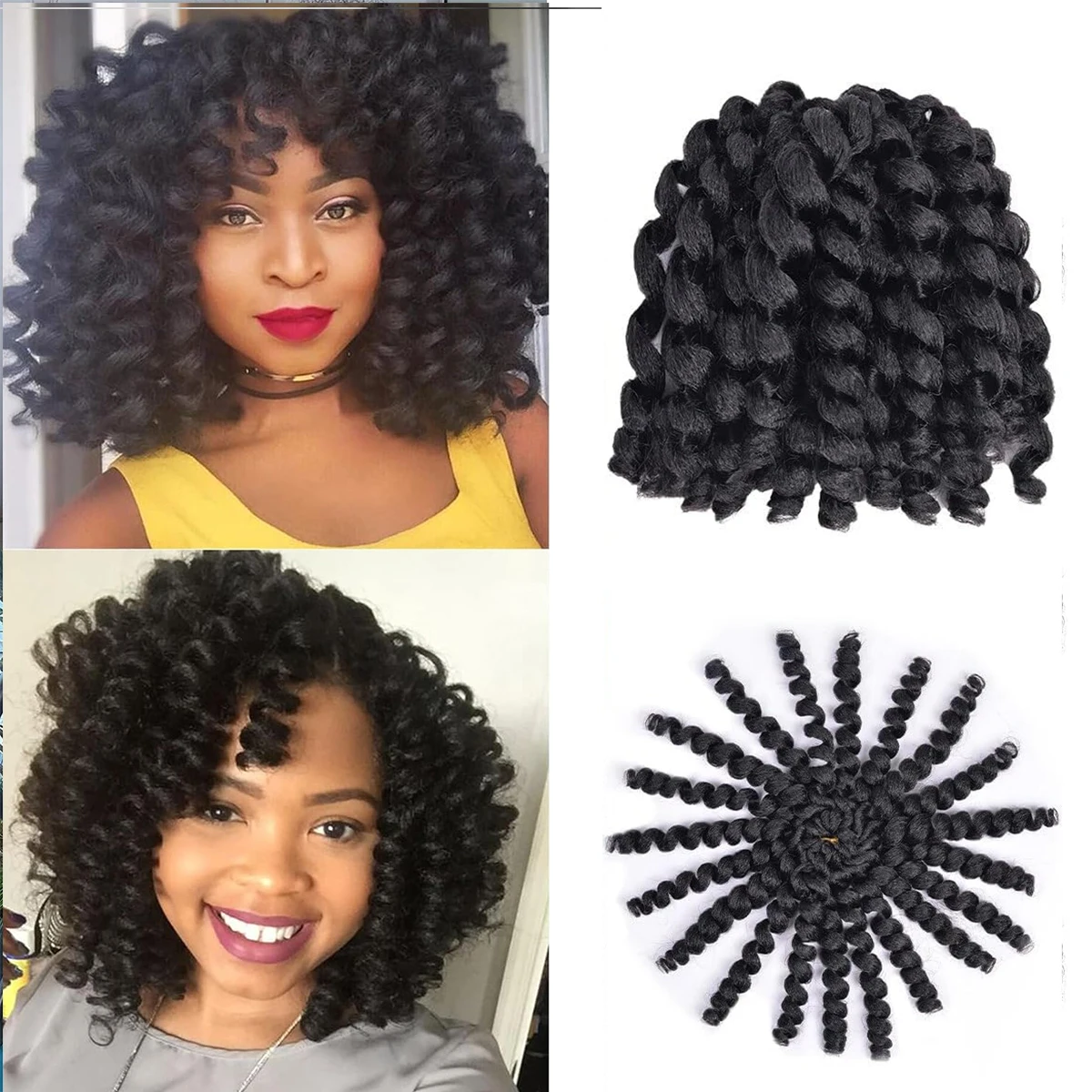 アフリカの女性のためのかぎ針編みのヘアエクステンション,人工毛,陰影のある三つ編み,ジャンピーワンド,カーリーカール,ジャマイカバウンス