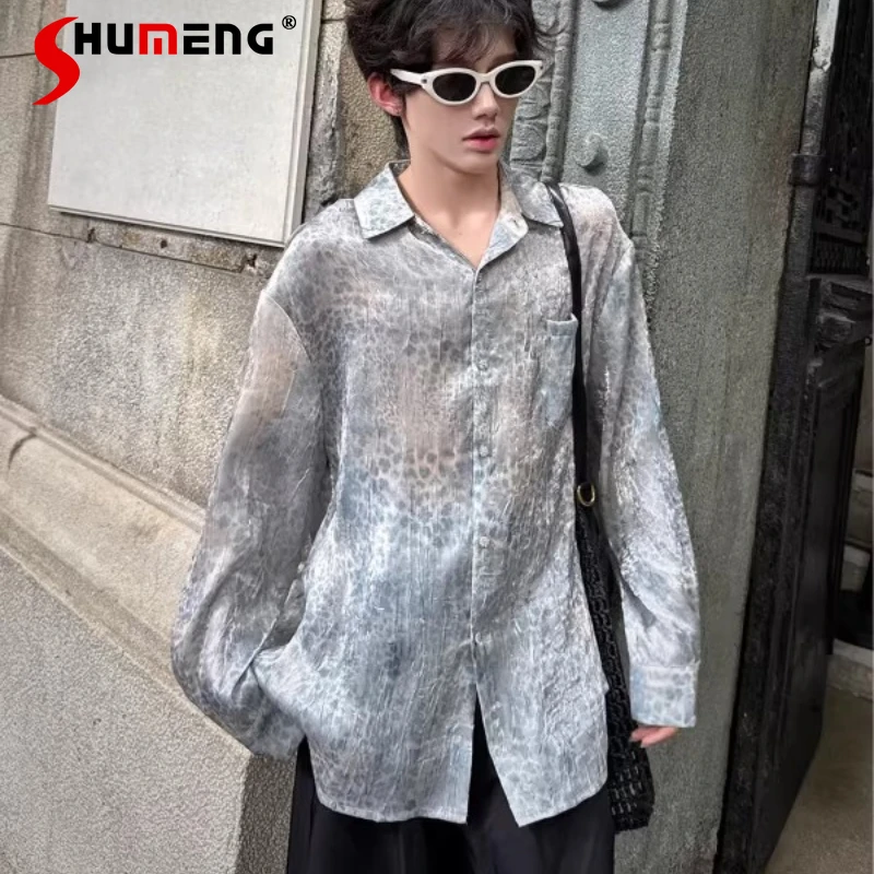 

Men's Women's 2025 Summer New Thin Design Niche Long-sleeve Trendy Shirts Loose Comfort Jacket Tops Fashion Leopard Print Shirts