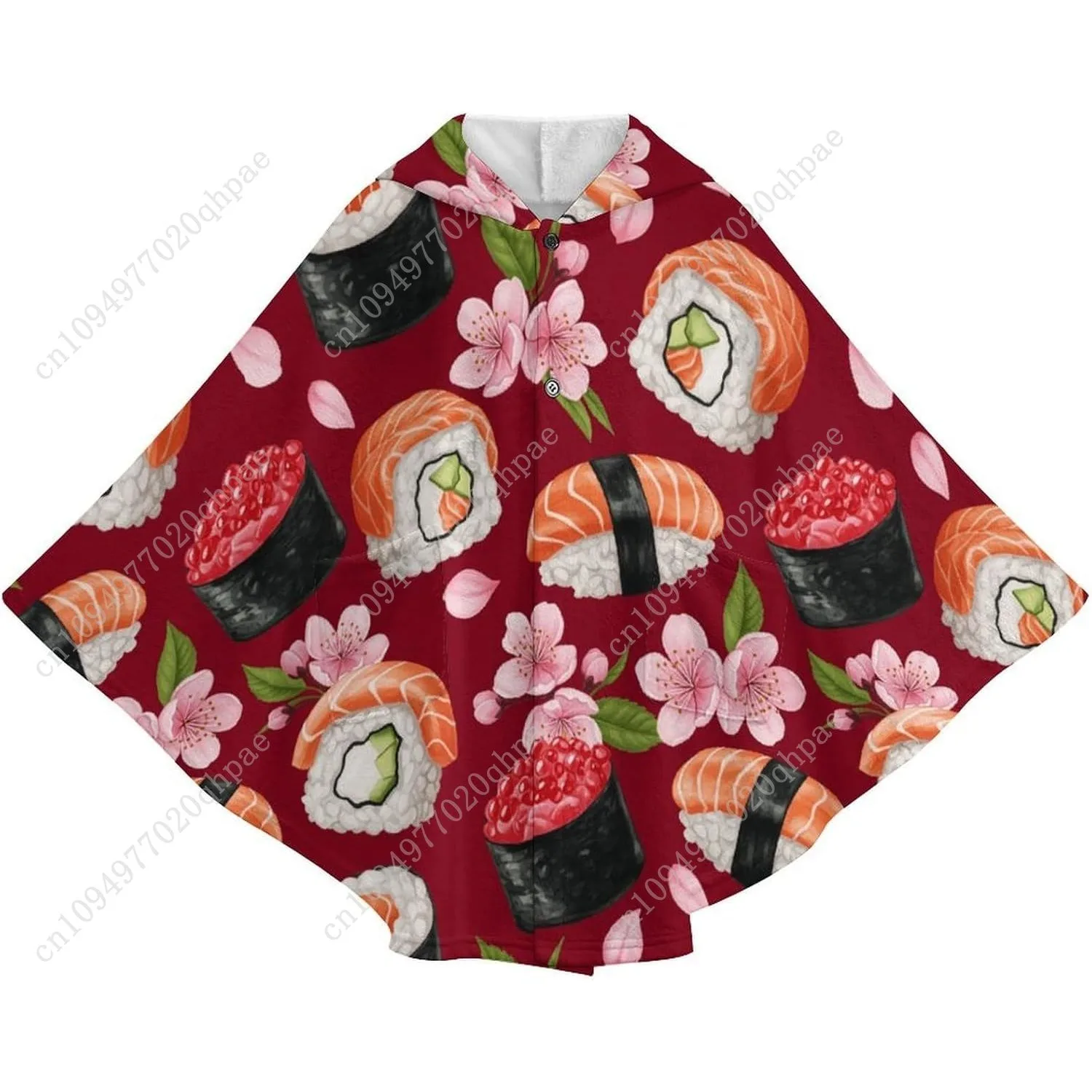 سترة بطانية مريحة من الفلانيل، نمط سوشي مع هوديي كبير الحجم مع جيوب للأطفال والمراهقين #4