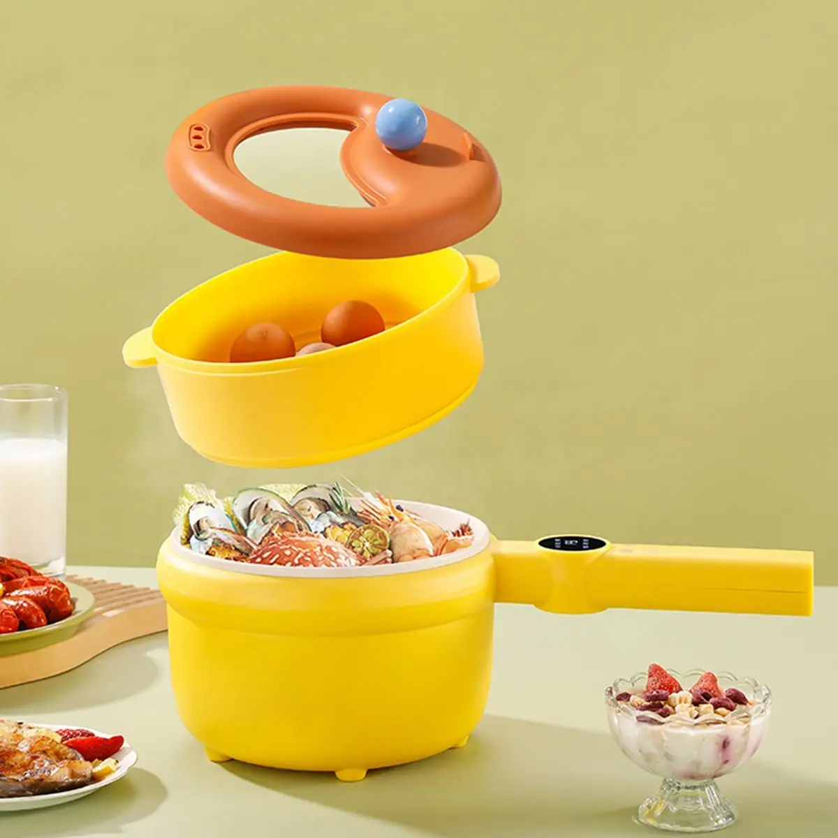 PROFESSIONAL USE Dopamine Electric Cooker Multi-Function One-Person Pot Non-Stick Electric Hot Pot Small Electric Cooker Dormito