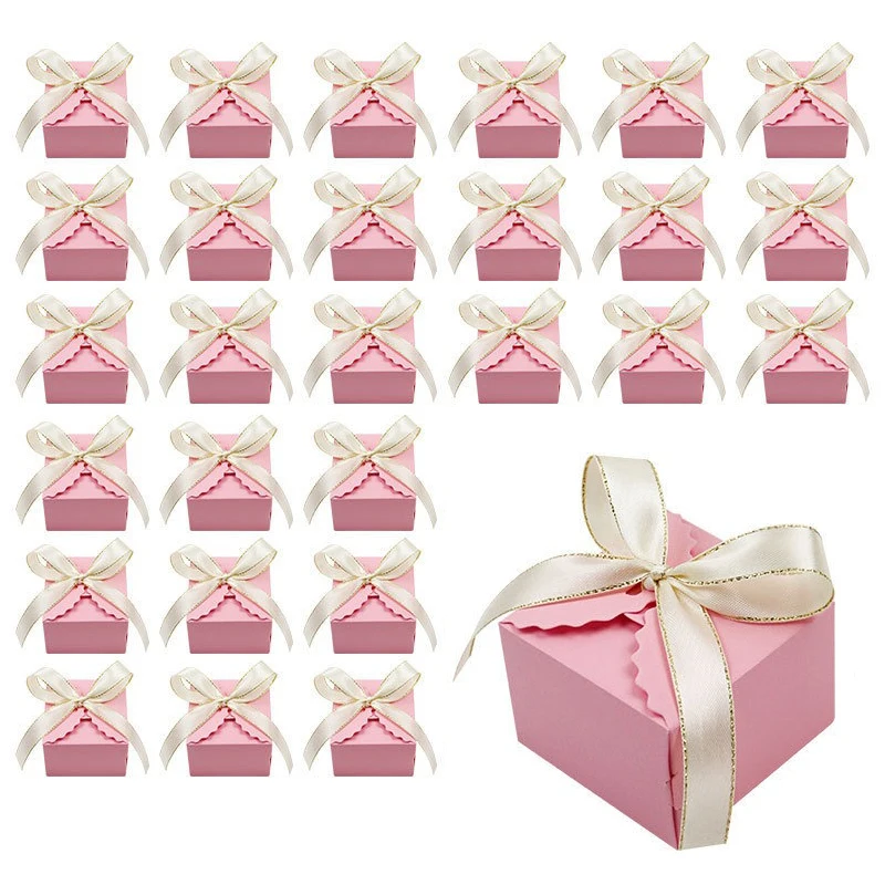 Boîte cadeau en papier Kraft avec ruban, boîte à cadeaux pour bonbons, chocolat, biscuits, bijoux, fournitures de mariage et d'anniversaire, 10/20 pièces