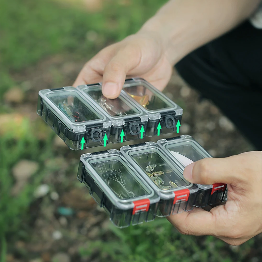 2pcs Mini Fishing Accessory Boxes Fish Hooks Artificial Bait Plastic Spliceable Storage Box Sea Fishing Tackle Box