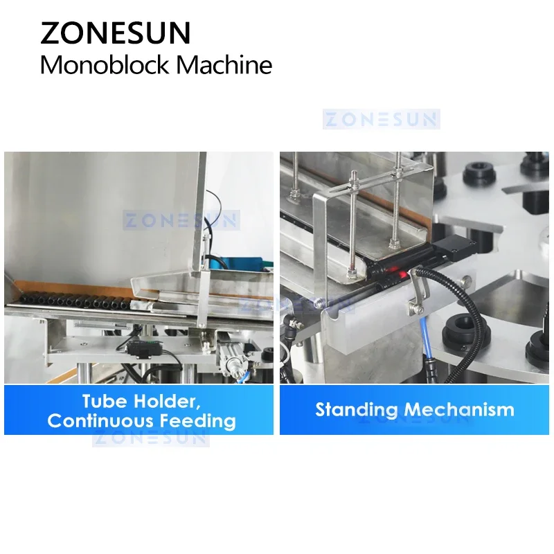 Zonesun Automated Mascara Filling and Packaging Equipment Automatic Mascara Tube Monoblock Filler Capper Machine ZS-AFC23A